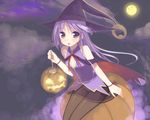  halloween moon panties purple_eyes purple_hair tagme trap underwear watarase_jun witch 