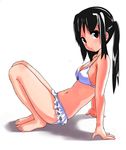  arm_support bad_id bad_pixiv_id barefoot bikini bikini_skirt black_hair breasts brown_eyes cleavage feet k-on! nakano_azusa navel sawada_yuusuke small_breasts solo strap_gap swimsuit 