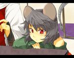  animal_ears bare_shoulders blush bridal_gauntlets close-up face grey_hair hands letterboxed md5_mismatch mouse mouse_ears mouse_tail multiple_girls nazrin red_eyes short_hair sweatdrop sweater tail toramaru_shou touhou tsukinami_kousuke 
