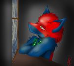  ambiguous_gender blue canine commission fox foxen foxmantra rain red schattendorn solo techno-fox 