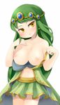  1girl artist_request big_breasts blush breasts green_hair hair_ornament irena irena_(maplestory) large_breasts long_hair maple_story maplestory navel very_long_hair yellow_eyes 