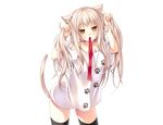  animal_ears blush catgirl endyy long_hair original pink_hair ribbons tail thighhighs yellow_eyes 