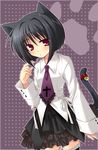  black_hair cat_ears catgirl female hair red_eyes school_uniform schoolgirl_uniform solo tail unknown_artist 
