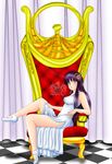  absurdres athena_(saint_seiya) bad_anatomy bare_shoulders blue_eyes highres katomanx_(kato) long_hair purple_hair saint_seiya self_upload sitting solo straight_hair throne 