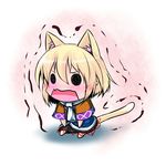  animal_ears blonde_hair cat_ears cat_tail chibi extra_ears fang hoshizuki_(seigetsu) kemonomimi_mode mizuhashi_parsee open_mouth puru-see scarf solo tail touhou trembling 