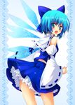  blue_eyes blue_hair cirno cosplay hakurei_reimu hakurei_reimu_(cosplay) huei_nazuki solo touhou wings 