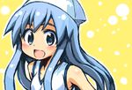  bare_shoulders blue_eyes blue_hair blush dress hat ikamusume kurou_(niconicorin) long_hair shinryaku!_ikamusume smile solo tareme tentacle_hair 