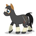  bandage black_hair blue_eyes equine feral friendship_is_magic hair horse male mammal my_little_pony neenjah_poneh ninja plain_background pony solo strop unknown_artist white_background 