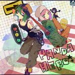  bad_id bad_pixiv_id baseball_bat baseball_cap bonnet bubble_blowing chewing_gum dual_persona fingerless_gloves gloves goggles goggles_on_head green_eyes green_hair gumi hat kayabuki multiple_girls panda_hero_(vocaloid) pantyhose pink_hair red_eyes revision short_hair vocaloid 