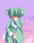  blush chubby green_hair hair horn horns horny male overweight penis precum sayame shy solo unknown_species 
