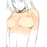  bad_id bad_pixiv_id breasts copyright_request face kurokuro large_breasts navel nipples no_eyes nude sketch solo 