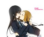  akiyama_mio bad_id bad_pixiv_id black_eyes black_hair brown_hair closed_eyes hug imminent_kiss k-on! kuroinugo long_hair multiple_girls school_uniform short_hair tainaka_ritsu yuri 