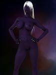  3d cgi drow elf female grey_hair nude purple_skin sahiryr_gemdreamer solo 