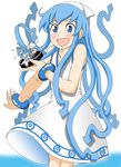  ashtray blue_eyes blue_hair chibi dress hat ikamusume koneko_no_nikokyuu long_hair mini-ikamusume minigirl multiple_girls shinryaku!_ikamusume tentacle_hair 