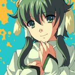  enoo face green_eyes green_hair hair_tubes hands ion lowres male_focus oekaki sidelocks smile solo tales_of_(series) tales_of_the_abyss 
