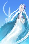  aqua_eyes cape choker dress earrings fantastic_children furuu jewelry pale_skin sidelocks smile solo tiara tina_(fantastic_children) white_hair 