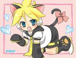  all_fours animal_ears blonde_hair blue_eyes blush boy cat_ears cat_tail catboy child detached_sleeves fangs kagamine_len male male_focus open_mouth short_hair shota sleeves_past_wrist sleeves_past_wrists solo tail vocaloid 