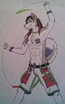  belt_buckle bi_pride canine dog eimieejaxxon herm husky intersex padlock raver solo topless 