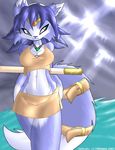  2005 blue blue_eyes blue_hair canine cleavage female fox hair krystal loincloth skimpy solo standing star_fox tail tail_band tailsrulz underwear video_games 