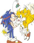  canine christmas duo female fox gay hedgehog holidays kissing male mammal miles_prower plain_background sega sonic_(series) sonic_the_hedgehog straight unknown_artist white_background xmas 