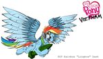  equine eyewear female feral friendship_is_magic goggles hair headset horse mammal multi-colored_hair my_little_pony pegasus pink_eyes plain_background pony rainbow_dash_(mlp) rainbow_hair solo unknown_artist vietnam white_background wings 