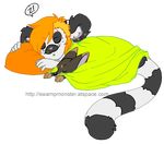  alpha_channel anthro black blanket canine couple dog drama ear_piercing female feral hair holly_massey lemur orange_hair piercing pillow sleeping striped_tail tail white zeriara_(character) 