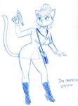  cat david_a_cantero feline female miniskirt phaser sketch solo star_trek tricorder 