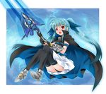  blue_eyes blue_hair blush cape long_hair lyrical_nanoha mahou_shoujo_lyrical_nanoha mahou_shoujo_lyrical_nanoha_a's mahou_shoujo_lyrical_nanoha_a's_portable:_the_battle_of_aces material-l michii_yuuki solo sword thighhighs twintails vulnificus weapon 