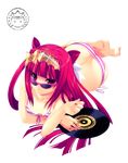  ameto azusa_kitade_render back barefoot beatmani_iidx beatmania beatmania_iidx bikini glasses kinoshita_ichi pink_hair record render sundlasses sunglasses swimsuit 