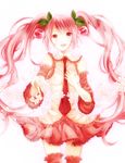  :d bad_id bad_pixiv_id cherry cherry_blossoms detached_sleeves food frills fruit hand_on_own_chest hatsune_miku ichioto long_hair necktie object_namesake open_mouth pink_eyes pink_hair sakura_miku skirt smile solo thighhighs twintails very_long_hair vocaloid 