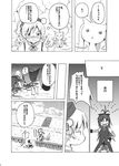  bdsm blindfold blush bondage bound comic drill_hair fang gag gagged greyscale hat improvised_gag kyubey mahou_shoujo_madoka_magica monochrome multiple_girls polearm sakura_kyouko shino_(ponjiyuusu) spear tape tape_gag thighhighs tomoe_mami translated weapon 