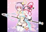  eyeball hairband heart highres kairakuen_umenoka komeiji_satori polearm purple_eyes purple_hair short_hair solo spear thighhighs third_eye touhou weapon white_legwear 