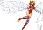  angel_wings armor artist_request blonde_hair blue_eyes boots breastplate breath_of_fire breath_of_fire_i elbow_gloves flying gloves hairband knee_boots legs leotard long_legs lowres nina_(breath_of_fire_i) pixel_art red_leotard solo thighhighs thighs white_wings wide_hips wings 