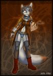  aer ambiguous_gender belt blue_eyes camel_toe canine collar female fox goggles grey_fox jijix skimpy solo steampunk stockings 