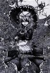  chotto elbow_gloves eyes gap gloves greyscale hat highres monochrome parasol solo touhou umbrella yakumo_yukari 