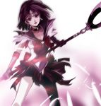  athenacg back_bow bishoujo_senshi_sailor_moon black_eyes black_hair bow brooch brown_bow choker earrings feathers gloves holding holding_spear holding_weapon jewelry magical_girl pleated_skirt polearm purple_sailor_collar purple_skirt ribbon sailor_collar sailor_saturn sailor_senshi_uniform short_hair silence_glaive skirt solo spear star star_choker tiara tomoe_hotaru weapon white_gloves 