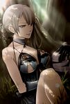  bad_id bad_pixiv_id bandages braid breasts elbow_gloves flower forest frills gloves hair_ornament kaine_(nier) large_breasts lingerie nature negligee nier nier_(series) red_eyes ribbon short_hair silver_hair sitting solo underwear white_hair yashano_akira 