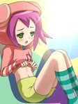  1girl awa blush capcom green_eyes hibiki_misora pink_hair red_hair rockman ryuusei_no_rockman 