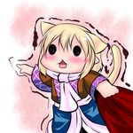  animal_ears blonde_hair cat_ears cat_tail chibi extra_ears hoshizuki_(seigetsu) kemonomimi_mode mizuhashi_parsee open_mouth pointing puru-see scarf solo tail touhou trembling 