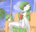  anthro breasts butt female gardevoir ice_pop kirlia milf mother nintendo parent pok&#233;mon pok&#233;morph pok&eacute;mon pussy red_eyes sitting spread_legs spreading unknown_artist video_games 