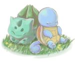  faux_figurine field flower gen_1_pokemon grass lowres no_humans pekako pokemon pokemon_(creature) simple_background sleeping smile squirtle 