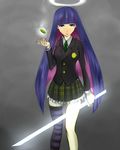  halo panty_&amp;_stocking_with_garterbelt smile stocking_(character) stocking_(psg) stripes_i_&amp;_ii sword weapon 