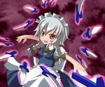  bad_id bad_pixiv_id braid izayoi_sakuya knife kotomi_(happy_colors) maid maid_headdress red_eyes silver_hair solo touhou twin_braids 