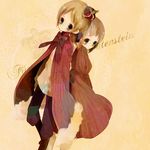  1girl axis_powers_hetalia back-to-back bad_id bad_pixiv_id blonde_hair boots cape crown dress dual_persona fur_trim genderswap genderswap_(ftm) green_eyes hair_ribbon liechtenstein_(hetalia) poco24 ribbon short_hair standing striped striped_dress 