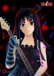  akiyama_mio bass_guitar black_hair don't_say_&quot;lazy&quot; facepaint gloves hat highres instrument k-on! long_hair mini_hat mini_top_hat solo striped subaru01rins top_hat 
