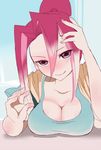  blush breasts character_request cleavage pink_hair smile tsukumo_akari yu-gi-oh! yugioh_zexal yuu-gi-ou yuu-gi-ou_zexal 