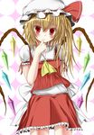  ascot bad_id bad_pixiv_id blonde_hair blush flandre_scarlet hat highres mikamiki_sara red_eyes short_hair solo touhou wings 