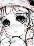  bad_id bad_pixiv_id cold cong1991 face hat mittens monochrome moriya_suwako short_hair solo touhou 