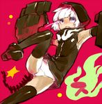  armpits bad_id bad_pixiv_id black_rock_shooter fire flame medori panties purple_eyes short_hair sketch solo star strength_(black_rock_shooter) tail underwear white_hair white_panties 