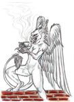  avian female gryphon nude opalgryphon pose sheryn_brown sketch solo tea wall 